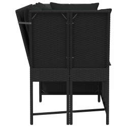 Fotel ogrodowy z poduszkami, rattan PE, czarny
