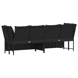 Fotel ogrodowy z poduszkami, rattan PE, czarny