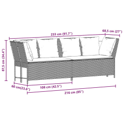 Fotel ogrodowy z poduszkami, rattan PE, czarny