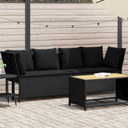 Fotel ogrodowy z poduszkami, rattan PE, czarny