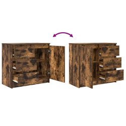 Komoda z szufladą Dąb wędzony 71x35x65 cm Drewno klejone