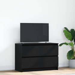Szafka pod TV Czarna 80x35x54 cm Drewno klejone