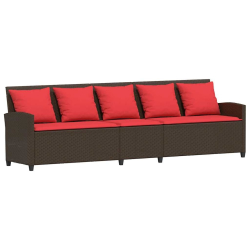 Sofa ogrodowa 5-osobowa z poduszkami Brązowy polirattan
