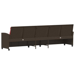 Sofa ogrodowa 5-osobowa z poduszkami Brązowy polirattan
