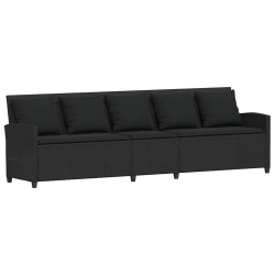 Sofa ogrodowa 5-osobowa z poduszkami Czarny polirattan