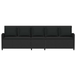 Sofa ogrodowa 5-osobowa z poduszkami Czarny polirattan