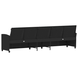 Sofa ogrodowa 5-osobowa z poduszkami Czarny polirattan