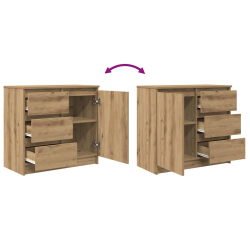 Komoda z szufladą Artisan Oak 71x35x65 cm Drewno klejone