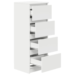 Komoda Biała 37,5x35x99 cm Drewno klejone