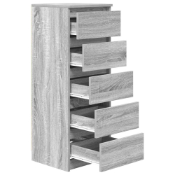 Komoda z szufladami Szara Sonoma 37,5x35x99 cm Drewno klejone