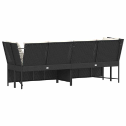 Fotel ogrodowy z poduszkami, rattan PE, czarny