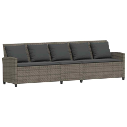 Sofa ogrodowa 5-osobowa z poduszkami Szary polirattan