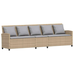 Sofa ogrodowa 5-osobowa z poduszkami beżowy polirattan