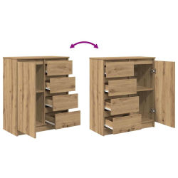 Komoda z szufladami Artisan Oak 71x35x84 cm Drewno klejone