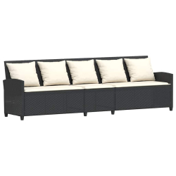 Fotel ogrodowy z poduszkami, rattan PE, czarny