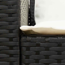 Fotel ogrodowy z poduszkami, rattan PE, czarny