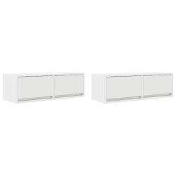 Szafki pod TV 2 szt. Białe 80x31x25,5 cm Drewno klejone
