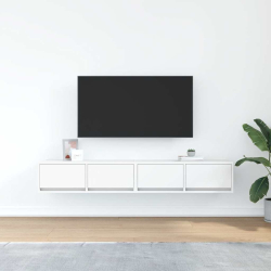 Szafki pod TV 2 szt. Białe 80x31x25,5 cm Drewno klejone
