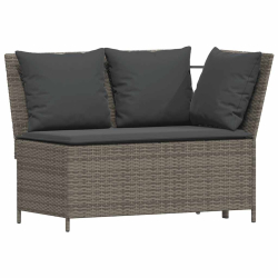 3-częściowa sofa do ogrodu, z poduszkami, szara, polirattanowa