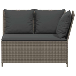 3-częściowa sofa do ogrodu, z poduszkami, szara, polirattanowa