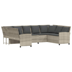 Sofa ogrodowa z poduszkami Jasnoszary polirattan