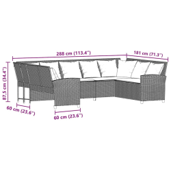 Sofa ogrodowa z poduszkami Jasnoszary polirattan