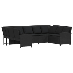 Fotel ogrodowy z poduszkami, rattan PE, czarny