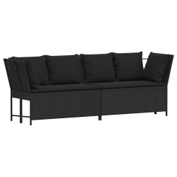 Fotel ogrodowy z poduszkami, rattan PE, czarny