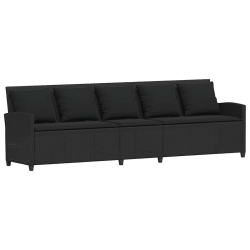 Fotel ogrodowy z poduszkami, rattan PE, czarny