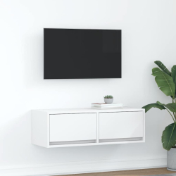Szafka RTV Biała 80x31x25,5 cm Drewno klejone