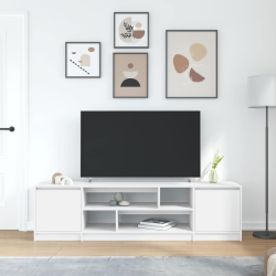 Szafka RTV Biała 188,5x41x50 cm Drewno klejone