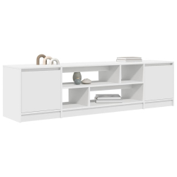 Szafka RTV Biała 188,5x41x50 cm Drewno klejone