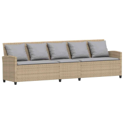Sofa ogrodowa z poduszkami beżowy polirattan