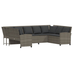 Sofa ogrodowa z poduszkami, szara, polirattanowa