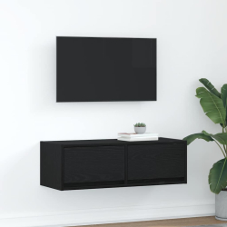 Szafka RTV Czarny Dąb 80x31x25,5 cm Drewno klejone