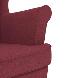 Fotel bujany z podnóżkiem, winna czerwień, tkaniną