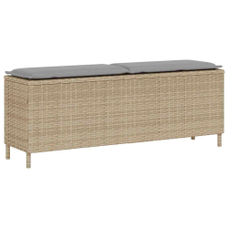Ławka ogrodowa z poduszką beżowa 110x30x40,5 cm polirattan