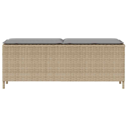 Ławka ogrodowa z poduszką beżowa 110x30x40,5 cm polirattan
