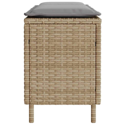 Ławka ogrodowa z poduszką beżowa 110x30x40,5 cm polirattan