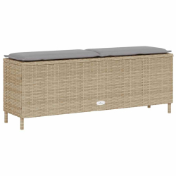 Ławka ogrodowa z poduszką beżowa 110x30x40,5 cm polirattan