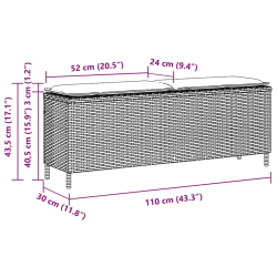 Ławka ogrodowa z poduszką beżowa 110x30x40,5 cm polirattan