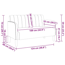 Sofa dwuosobowa niebieska 109 cm aksamitna