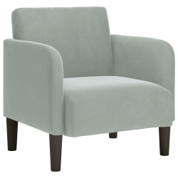 Sofa Fotel z Podłokietnikami Jasnoszary 54 cm Aksamit