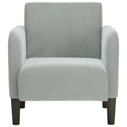 Sofa Fotel z Podłokietnikami Jasnoszary 54 cm Aksamit