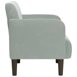 Sofa Fotel z Podłokietnikami Jasnoszary 54 cm Aksamit