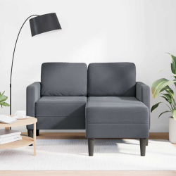 Sofa 2-osobowa z szezlongiem w kształcie litery L Ciemnoszara