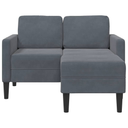 Sofa 2-osobowa z szezlongiem w kształcie litery L Ciemnoszara