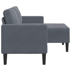 Sofa 2-osobowa z szezlongiem w kształcie litery L Ciemnoszara