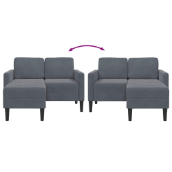 Sofa 2-osobowa z szezlongiem w kształcie litery L Ciemnoszara