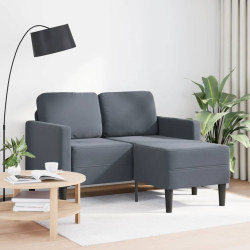 Sofa 2-osobowa z szezlongiem w kształcie litery L Ciemnoszara